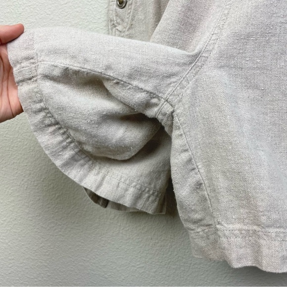 VTG The Territory Ahead Women's Small 100% Linen Tan Cinch Back Overall Shorts - Picture 10 of 16